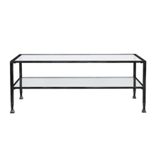 Load image into Gallery viewer, 48" Glass Metal Rectangular Coffee Table - Black