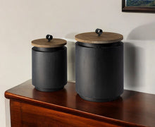 Load image into Gallery viewer, Decorative Canister (Set of 2) - Dark Gray