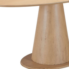 Load image into Gallery viewer, 71" Natural Solid Wood Pedestal Base Oval Dining Table