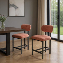 Load image into Gallery viewer, Fabric Metal Counter Height Bar Chairs (Set of 2) - Orange / Black