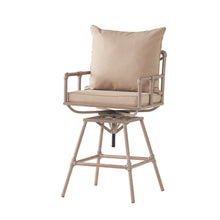 Load image into Gallery viewer, Industrial Outdoor Patio Plumber's Iron Frame Swivel Barstool With Cushions, Height Adjustable