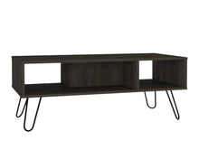 Load image into Gallery viewer, 40" Wood And Metal Coffee Table With Shelf - Espresso And Black