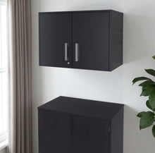 Load image into Gallery viewer, 20" Wood Wall Mounted Storage Cabinet With Two Doors - Black