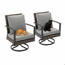 Load image into Gallery viewer, Swivel Rocker Patio Chairs With Cushions, All Weather (Set of 2) - Gray