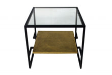 Load image into Gallery viewer, Glass Square End Table With Shelf - Bronze And Clear