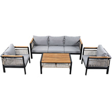 Load image into Gallery viewer, 4 Pieces Outdoor Sectional Sofa Set 5 Person Patio Seating Group Outdoor Conversation Set With Cushions And A Coffee Table For Patios
