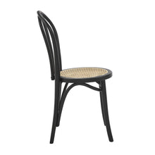 Load image into Gallery viewer, Solid Wood Rattan Curved Back Dining Side Chairs (Set of 2) - Black
