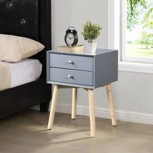 Load image into Gallery viewer, Side Table With 2 Drawer, Mid-Century Modern Storage Cabinet For Bedroom