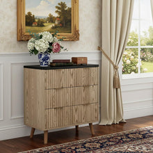 Load image into Gallery viewer, Solid Wood Console Accent Cabinet With Three Drawers - Black / Oak