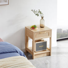 Load image into Gallery viewer, 15.75" Rattan End Table With Drawer, Modern Nightstand, Side Table For Living Room, Bedroom