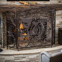 Load image into Gallery viewer, Mariella - Traditional Floral Iron Fireplace Screen With Ornate Design