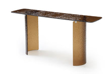 Load image into Gallery viewer, Glass Double Pedestal Console Table - Bronze