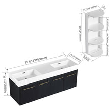 Load image into Gallery viewer, Modern Wall Mounted Bathroom Vanity With Resin Sink And Storage Rack