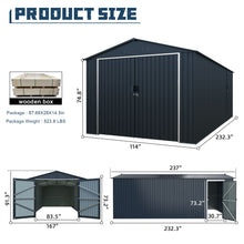 Load image into Gallery viewer, Outdoor Storage Shed, Garden Shed Backyard Utility Tool House Building With 2 Doors And 4 Vents For Car, Truck, Bike, Garbage Can, Tool, Lawnmower