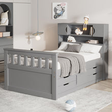 Load image into Gallery viewer, Captain Platform Bed Frame With Storage Bookcases, Shelves, And 4 Drawers