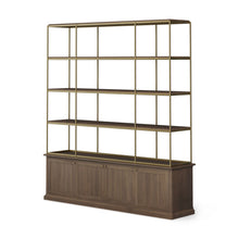 Load image into Gallery viewer, Four Tier Bookcase With Four Doors - Antiqued Brass / Brown