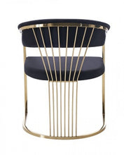 Load image into Gallery viewer, Upholstered Velvet Open Back Dining Arm Chair - Black / Gold