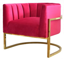 Load image into Gallery viewer, Glam Channel Tufted Velvet Accent Chair - Pink / Gold