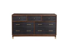 Load image into Gallery viewer, Solid Wood Seven Drawer Double Dresser - Brown / Black