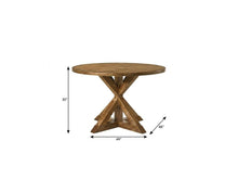 Load image into Gallery viewer, 48" Oak Wood Cross Leg Base Round Top Dining Table