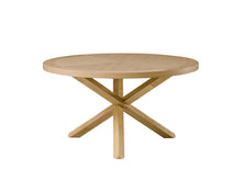Load image into Gallery viewer, 54" Oak Wood Cross Leg Base Round Top Dining Table