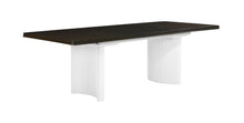 Load image into Gallery viewer, 78" Walnut and White Wood Removable Leaf Double Pedestal Base Extendable Dining Table