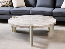 Load image into Gallery viewer, Genuine Marble Round Coffee Table - Gold And White