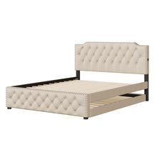 Load image into Gallery viewer, Upholstered Platform Bed With Trundle And 2 Sets Of USB Ports On Each Side, Fabric