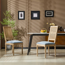 Load image into Gallery viewer, French Country Dining Chair With Rectangular Cane Backrest And Smooth Upholstered Seating