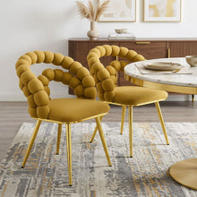 Load image into Gallery viewer, Velvet Metal Partially Open Back Dining Side Chairs (Set of 2) - Yellow / Gold