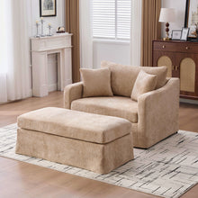Load image into Gallery viewer, Accent Chair With Ottoman, Includes 2 Bolster Pillows