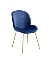 Load image into Gallery viewer, Upholstered Velvet Wing Back Dining Side Chairs (Set of 2) - Blue / Gold
