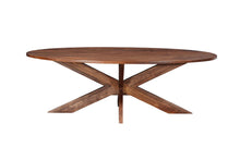 Load image into Gallery viewer, 92" Brown Solid Wood Cross Leg Base Oval Dining Table