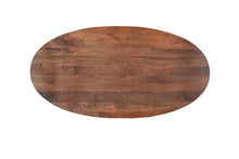 Load image into Gallery viewer, 92" Brown Solid Wood Cross Leg Base Oval Dining Table