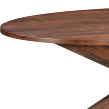 Load image into Gallery viewer, 92" Brown Solid Wood Cross Leg Base Oval Dining Table