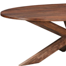 Load image into Gallery viewer, 92" Brown Solid Wood Cross Leg Base Oval Dining Table