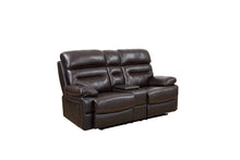 Load image into Gallery viewer, Faux Leather Love Seat With Storage Manual Reclining - Brown