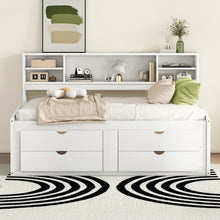 Load image into Gallery viewer, Daybed With 2 Bedside Cabinets, Upper Shelves And 4 Drawers