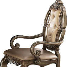 Load image into Gallery viewer, Tufted Upholstered Faux Leather And Solid Wood Dining Arm Chairs (Set of 2) - Oak