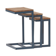 Load image into Gallery viewer, Kacha - Modern Industrial Firwood Nesting Tables (Set of 3) With Iron Frame - Antique Brown / Black
