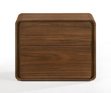 Load image into Gallery viewer, Modern Nightstand With Two Drawers - Walnut Brown