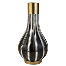 Load image into Gallery viewer, Striped Bud Poly Table Vase - Gold / Black