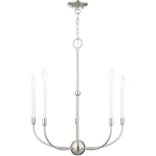 Load image into Gallery viewer, 28" Five Light Dimmable Chandelier With Shades - Nickel