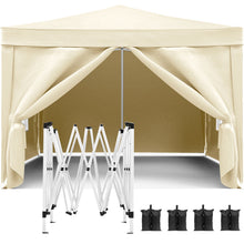 Load image into Gallery viewer, 10'X10' Folding Canopy With 4 Removable Sidewalls Outdoor Event Shelter UPF 50+ Gazebo Portable Tents For Parties Beach Camping Wedding Ez Pop Up Canopy 4 Pieces Weight Bag + Carry Bag