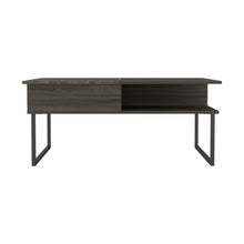 Load image into Gallery viewer, 41" Wood And Metal Lift Top Coffee Table With Shelf - Espresso And Black