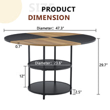 Load image into Gallery viewer, Diameter - Modern Splicing Circular Dining Table Double Layer Storage - Wood / Black