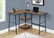 Load image into Gallery viewer, Computer Desk, Home Office, Corner, Storage Shelves, L-Shape, Work, Laptop, Contemporary, Modern - Brown