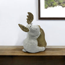 Load image into Gallery viewer, Poly Moose Christmas Figurine - White / Gold