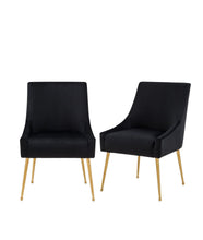 Load image into Gallery viewer, Upholstered Velvet Wing Back Dining Arm Chairs (Set of 2) - Black