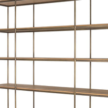Load image into Gallery viewer, Three Tier Bookcase With Four Doors - Antiqued Brass / Light Brown